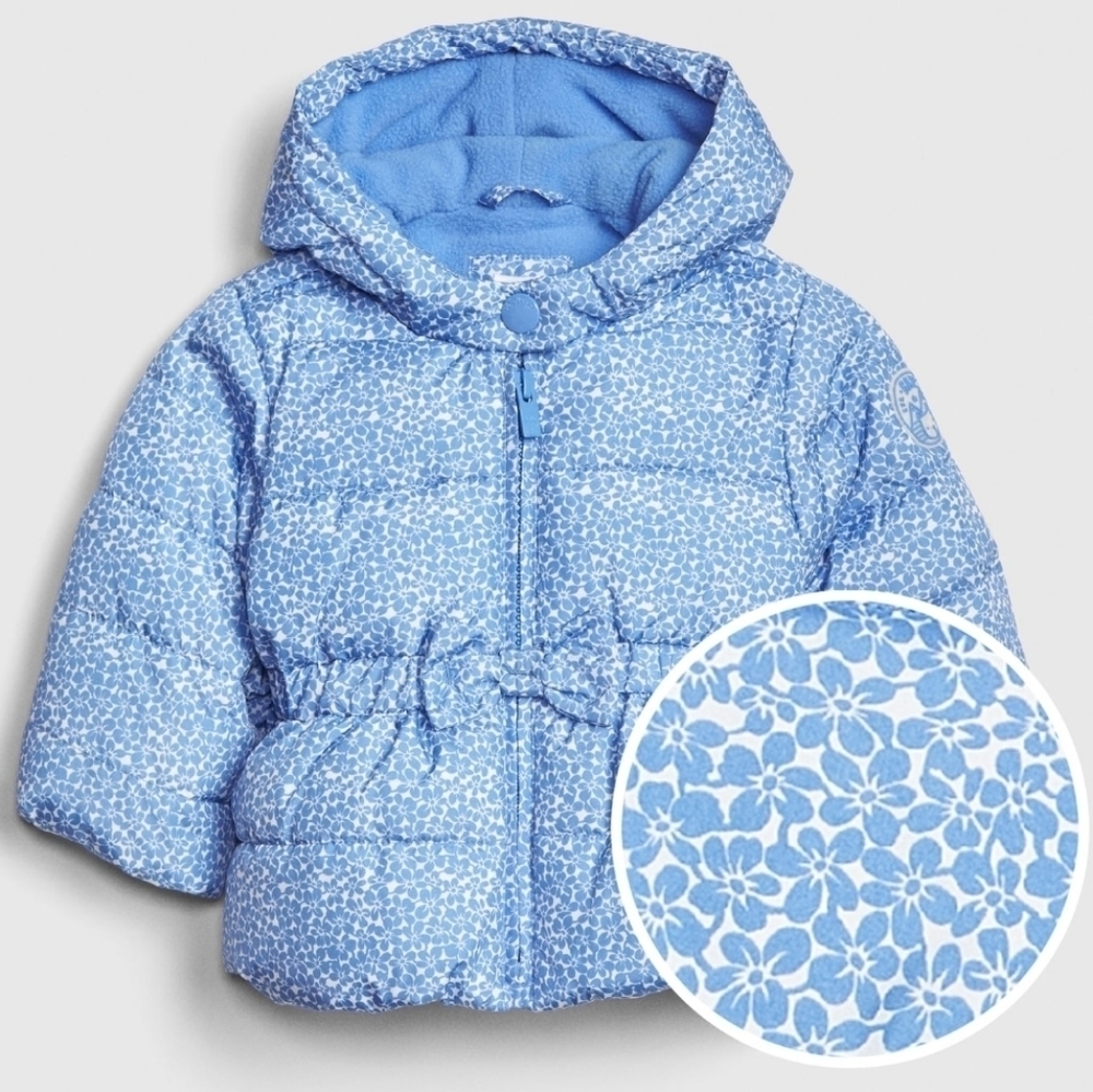 GAP Blue Floral Kids Puffer Jacket